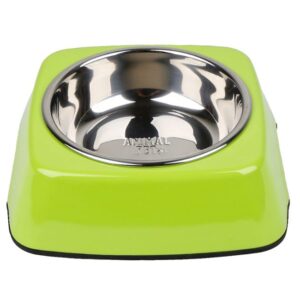 Comedero/Bebedero Cuadrado de Melamina con Bowl de Acero Inoxidable – M al XL – Verde